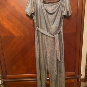 Elegant Metallic Wide Leg Jumpsuit